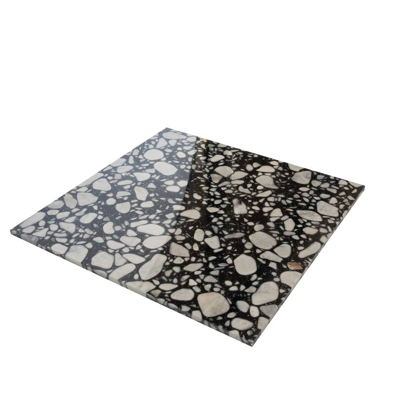 Apollo tile 24" x 24" Terraforma Polished Jet Black Terrazzo Tile (15.5 sq ft/case) - 4 Pack
