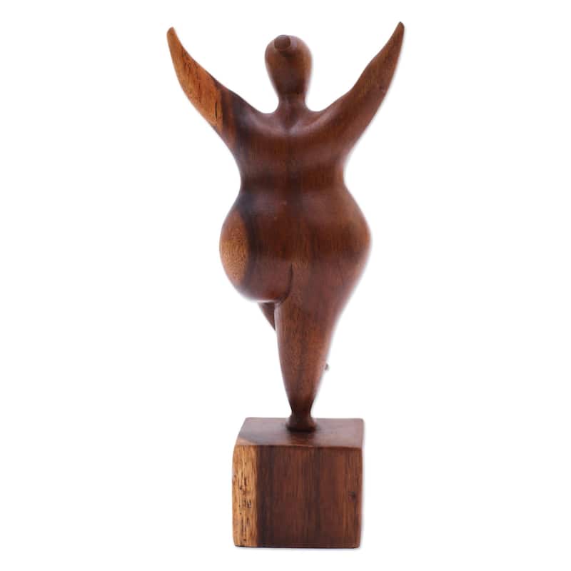 Novica Handmade Curvy And Happy Wood Sculpture - 11.75" H x 5" W x 2.8" D