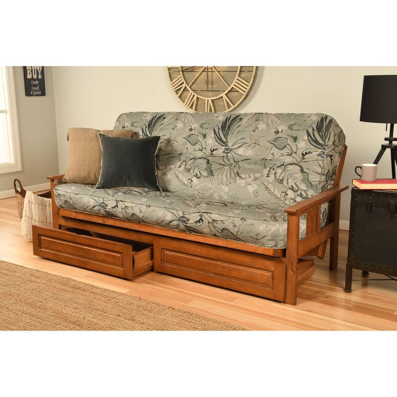 Porch & Den Kern Full-size Storage Futon Set with Suede Mattress - Takara Rain