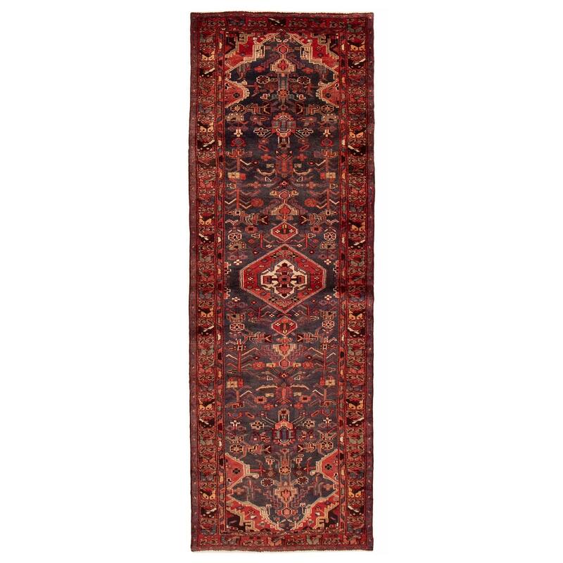 ECARPETGALLERY Hand-knotted Andelz Dark Navy Wool Rug - 3'4 x 9'10 - Dark Navy - 3'4 x 9'10