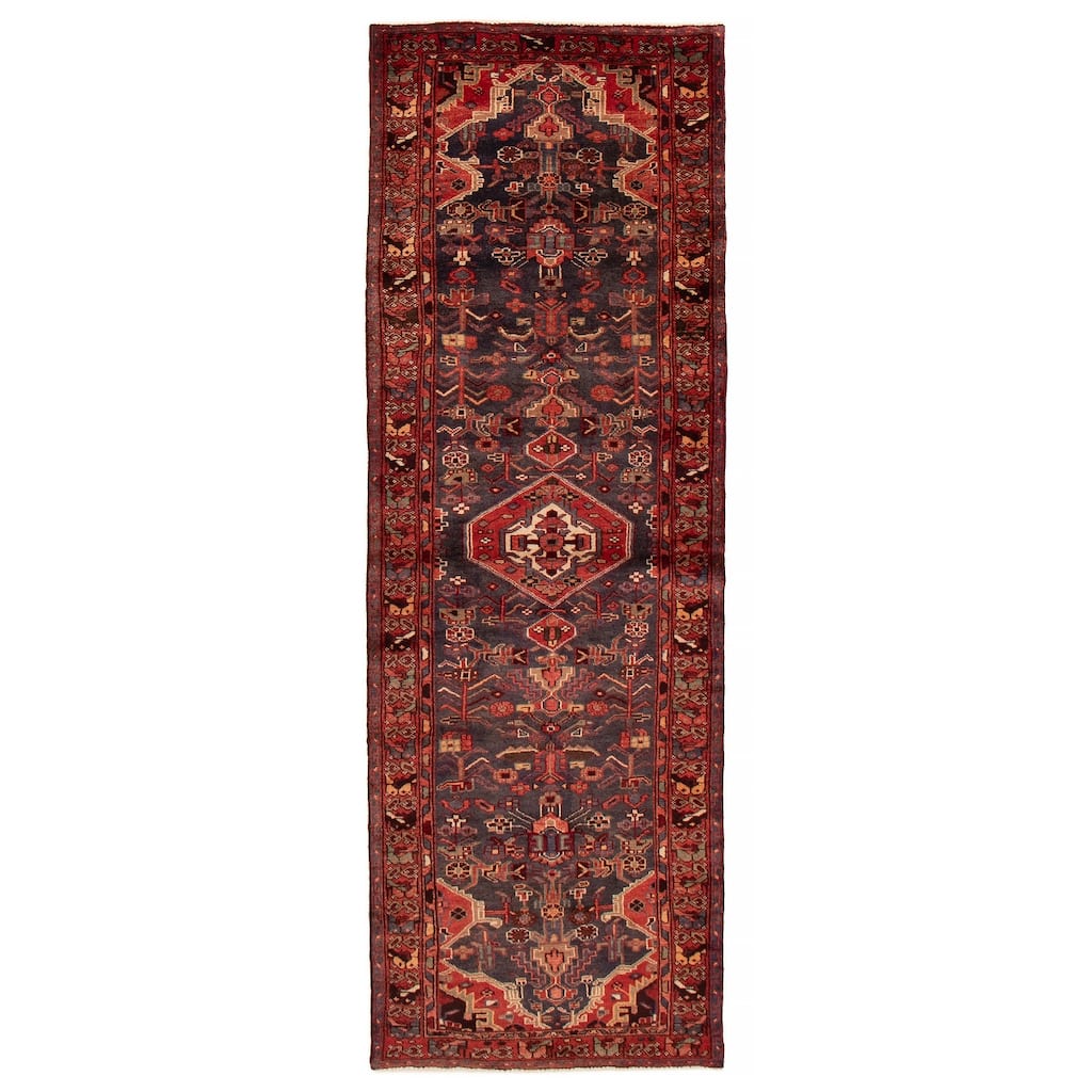 ECARPETGALLERY Hand-knotted Andelz Dark Navy Wool Rug - 3'4 x 9'10