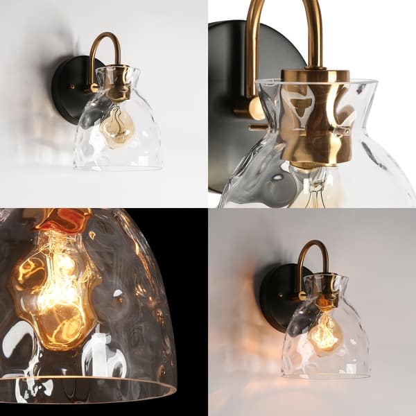 Linea Di Liara Farmhouse Wall Sconce | Black & Gold Bathroom Vanity Light | LED Edison Bulb Included