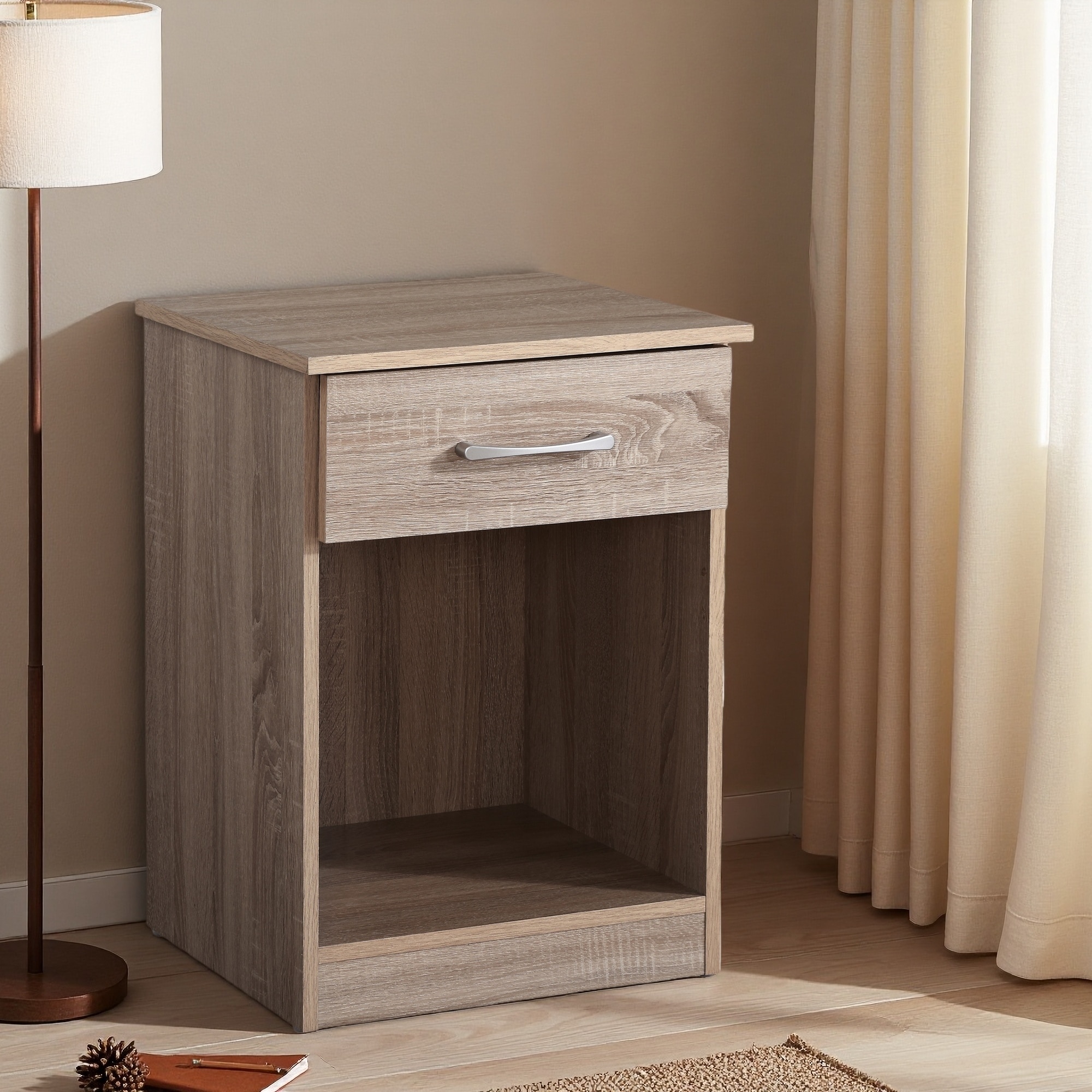 18"L Wenge Nightstand with Sleek Design and Convenient Storage for Casual Bedrooms