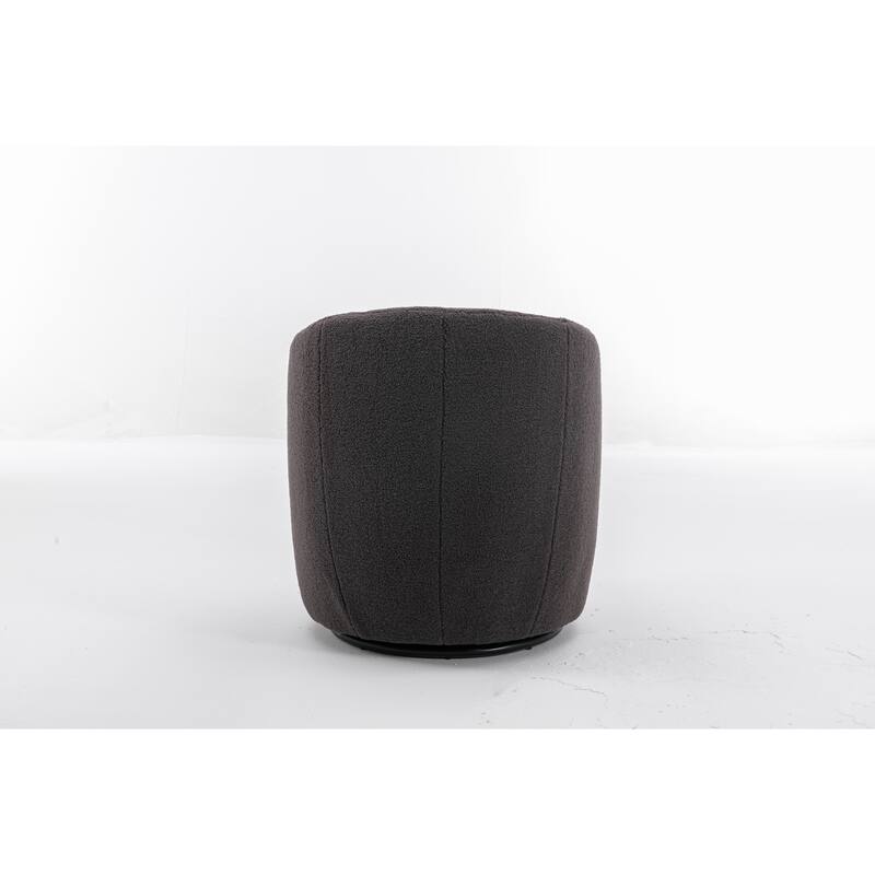 Wool Swivel Barrel Chair with 360° Rotation & Metal Base