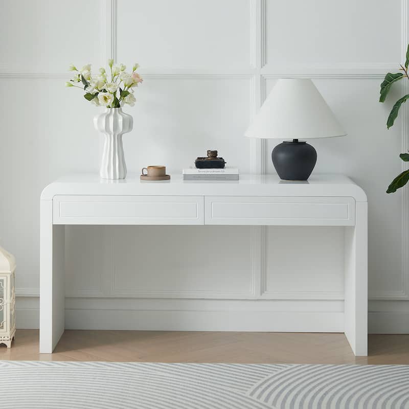 Christopher Knight Home - Varenne Curved MDF Console Table with Dual-Drawer Storage