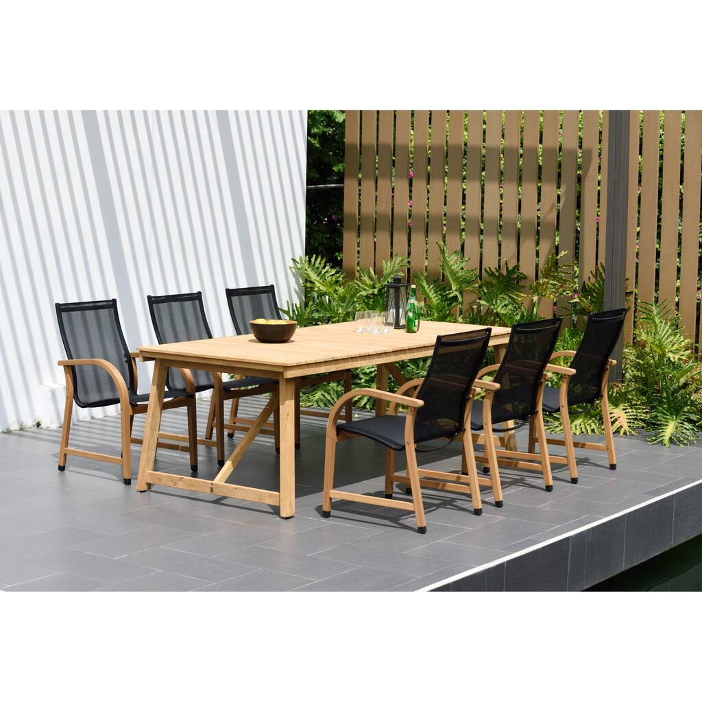 Floralis Teak 7-piece Rectangular Patio Dining Set by Amazonia - 7 Piece