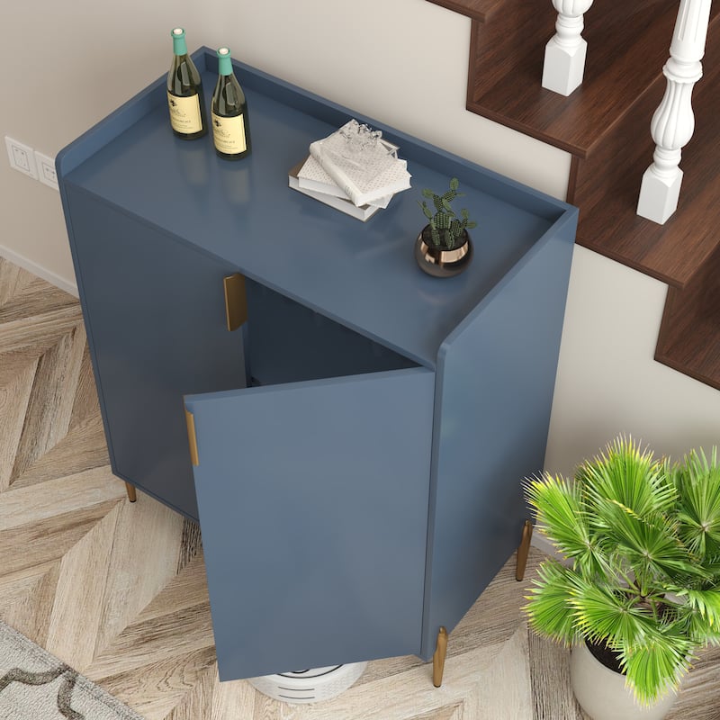 GDFStudio - Marlowe Wood Liquor Buffet Cabinet with Wine Rack and Adjustable Storage Shelf