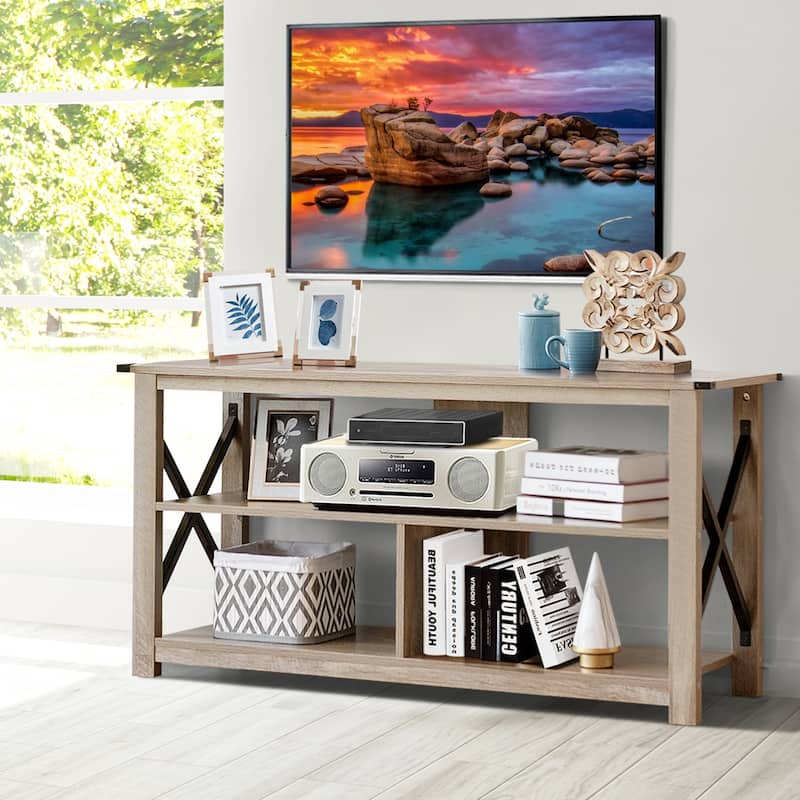 Gymax 3-Tier TV Stand Entertainment Center for TV's up to 55'' w/ Open - 47'' x 16'' x 23.5''