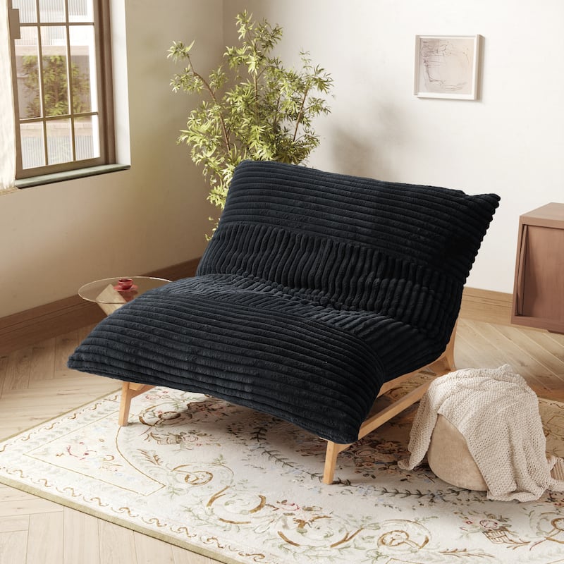 Large Bean Bag Chair Modern Leisure Chair Comfy Sleeper Sofas Lounge Chair for Living Room Bedroom - Black