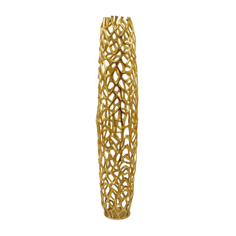 Gold Aluminum Metal Cutout Coral Decorative Vase