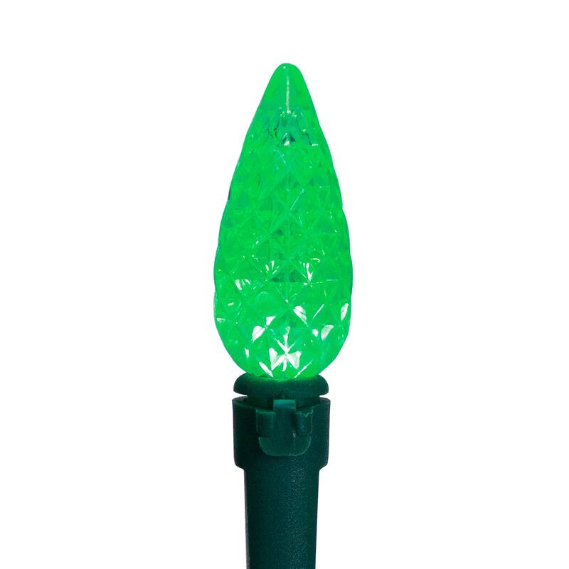 Battery Operated LED C6 Faceted Christmas Lights - Multicolor - 15.75’ Green Wire - 50ct