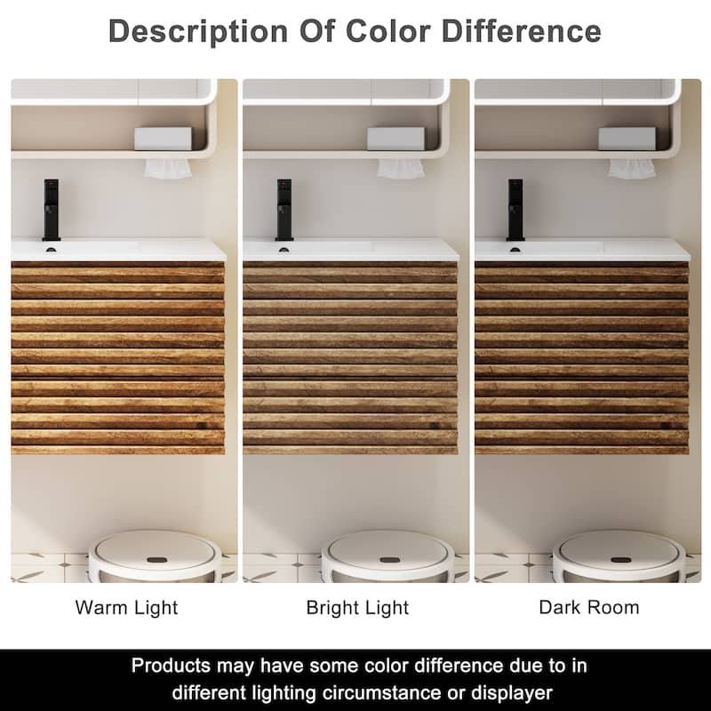 Bathroom Vanity with Drop-In Ceramic Sink Wall-Mounted Storage Cabinet