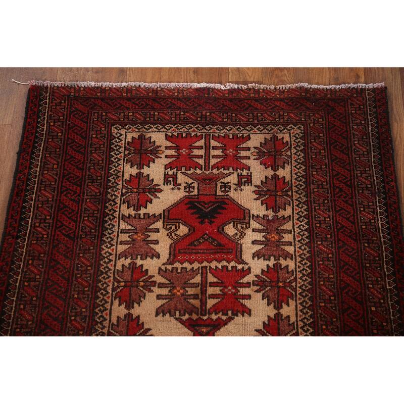 Balouch Persian Vintage Area Rug Hand-knotted Wool Carpet - 2'9"x 4'7"