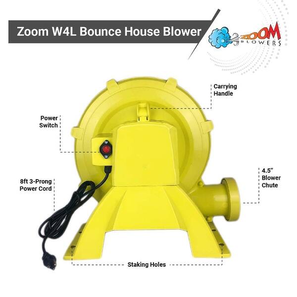 dimension image slide 1 of 3, Zoom Inflatable Bounce House Blower Air Pump Fan, Residential