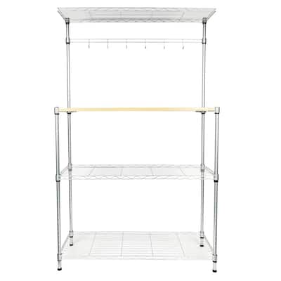 4 Layer Adjustable Kitchen Bakers Rack Microwave Oven Stand Storage Cart, Silver Powder