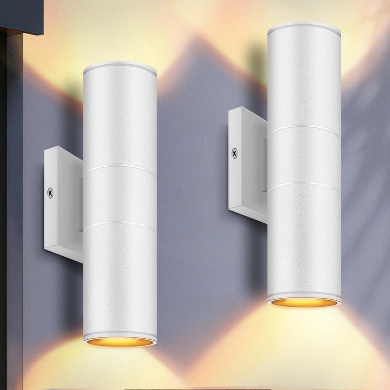 Cylinder Up Down Wall Light, 12W Modern Outdoor Porch Light 2-Pack