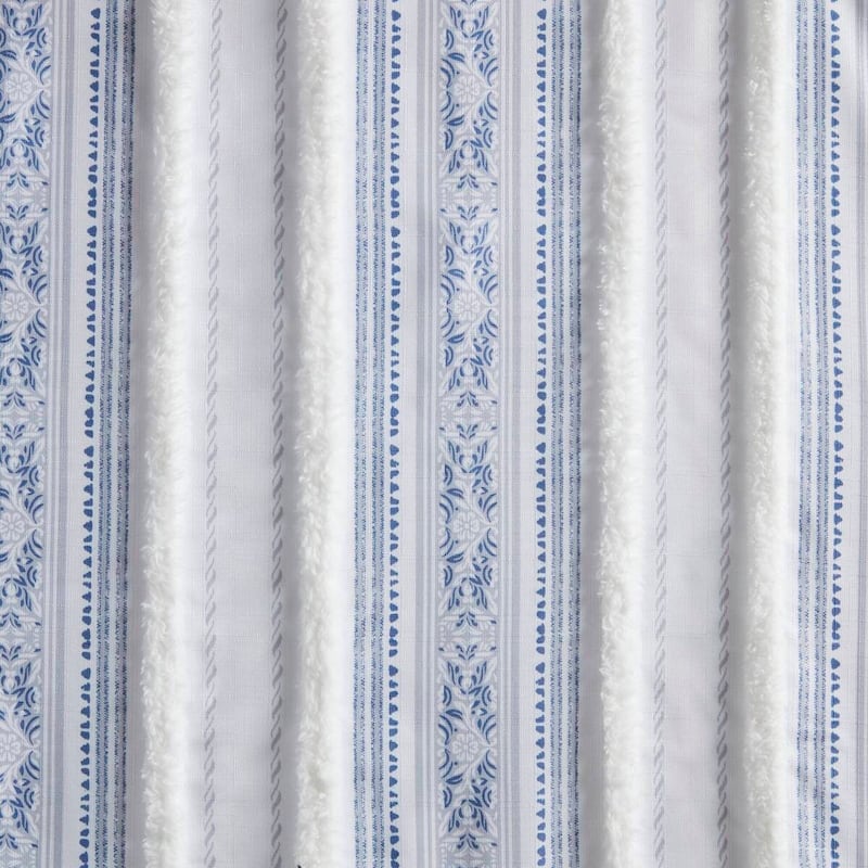 Poly Printed Curtain Panel with Tufted Stripe and Lining
