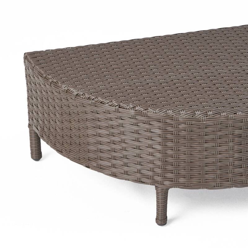 Newton Outdoor Half-Round Coffee Table - Wicker - Gray by Christopher Knight Home