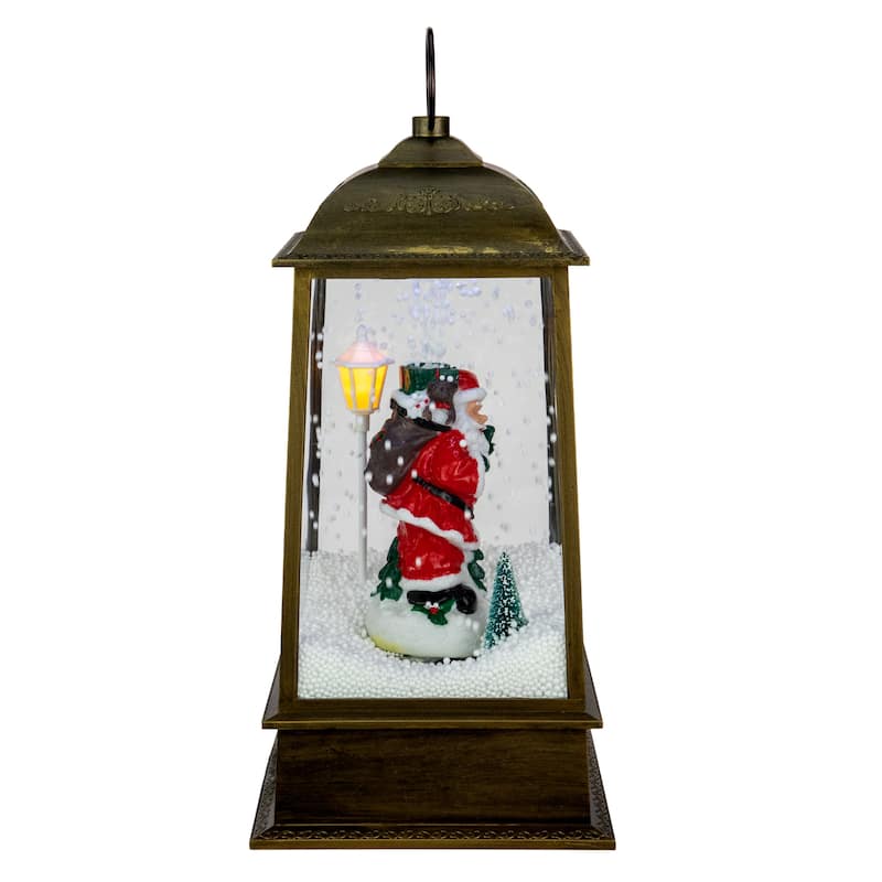 13.5" LED Lighted Snowing Musical Santa Christmas Lantern