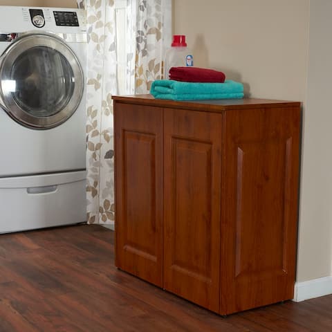 Household Essentials Tilt-Out Metal Cabinet Laundry Hamper and Sorter, Wood Grain