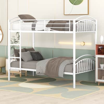 Twin Over Twin Metal Bunk Bed, Divided into Two Beds