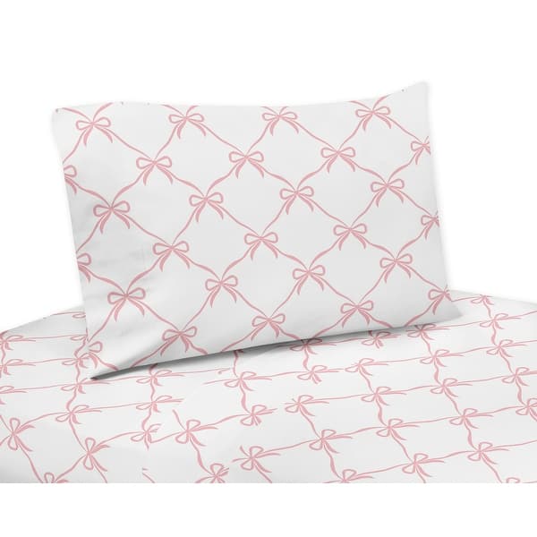 slide 2 of 5, Sweet Jojo Designs Pink Bows Girl 4-piece Queen Sheet Set - Blush and White Bow for Ballerina Ballet Dancer Princess Collection