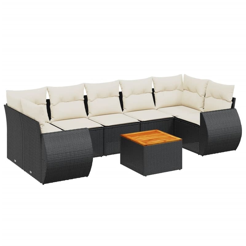 vidaXL Patio Sofa Set with Cushions Outdoor Furniture 8 Piece Poly Rattan - 24.4 x 27.6 x 27.2