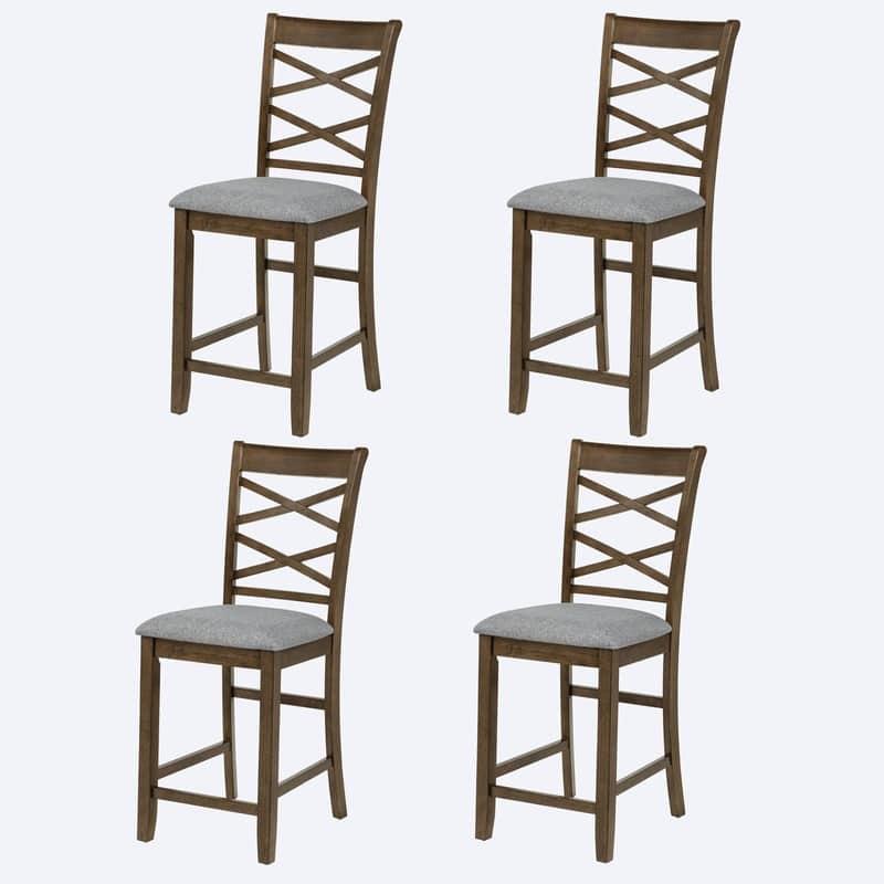 Wooden Counter Height Dining Chairs Set of 4, Upholstered Kitchen Chairs with Padded Seat, Counter Height Seating