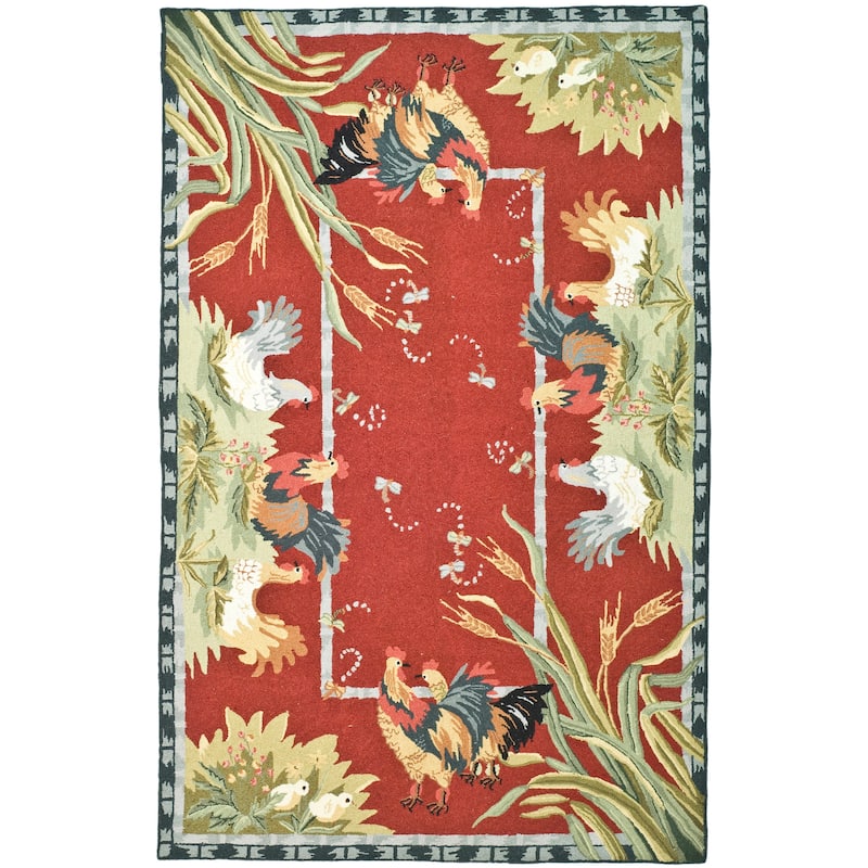 SAFAVIEH Handmade Chelsea Yauheniya French Country Rooster Wool Rug