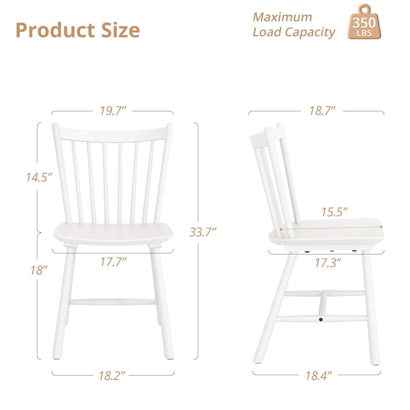 Solid Wood Simple Living Dining Chairs Set of 2 - 18" H