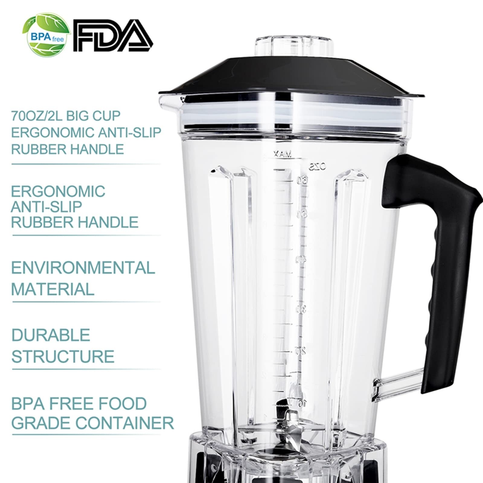 Professional Countertop Blender for home and commercial use, 2200W