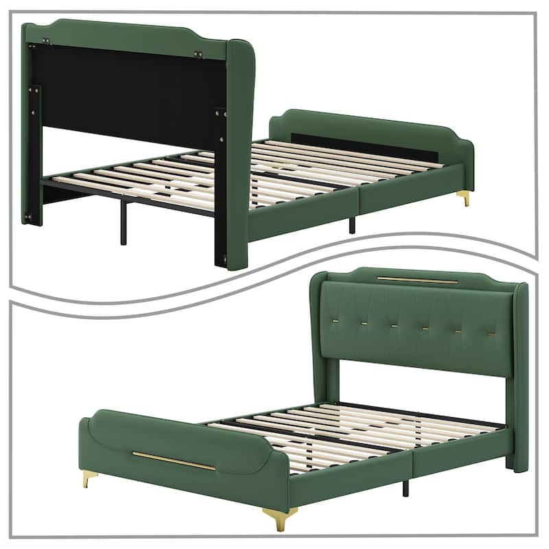 Modern PU Leather Upholstered Platform Bed - No Box Spring Needed