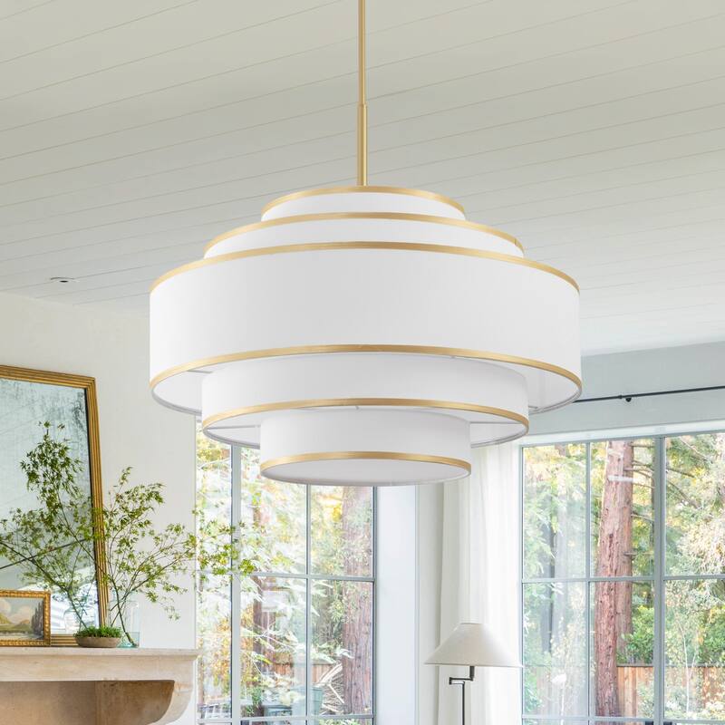 GetLedel 30 in. 7-Light Dimmable Tiered Drum Chandelier