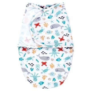 Hudson Baby Infant Boy Plush Faux Fur Swaddle Wrap, Sea Characters, 0-3 Months - Sea Characters - 0-3 Months