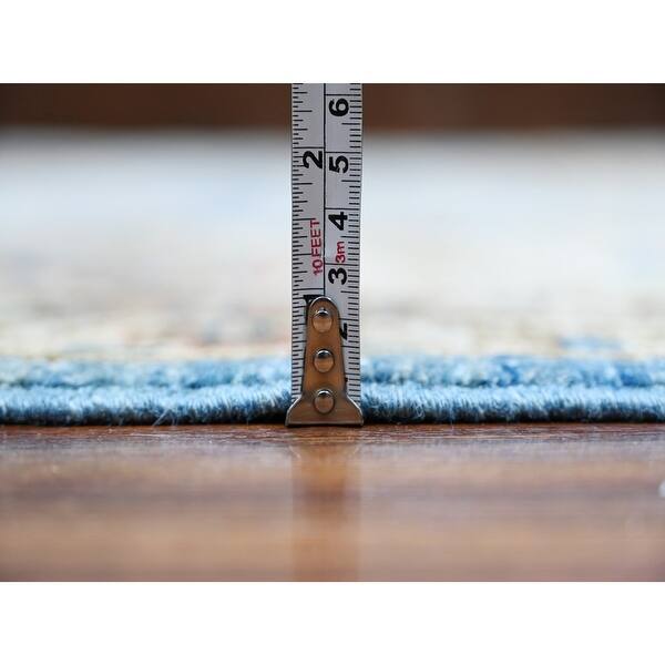 Shahbanu Rugs Cornflower Blue Hand Knotted Pure Wool Veggie Dyes Aryana ...