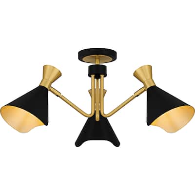 Arden 3-Light Matte Black Semi-Flush Mount