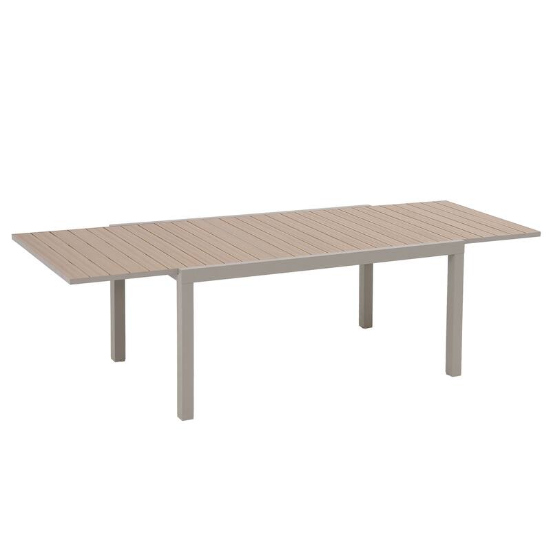 9-Piece Expandable Aluminum Patio Dining Set with PE Twisted Rattan Chairs & Polyester Cushions