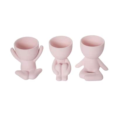 Transpac Stoneware Pot Figurine Planter Set of 3 Spring Home Decorations