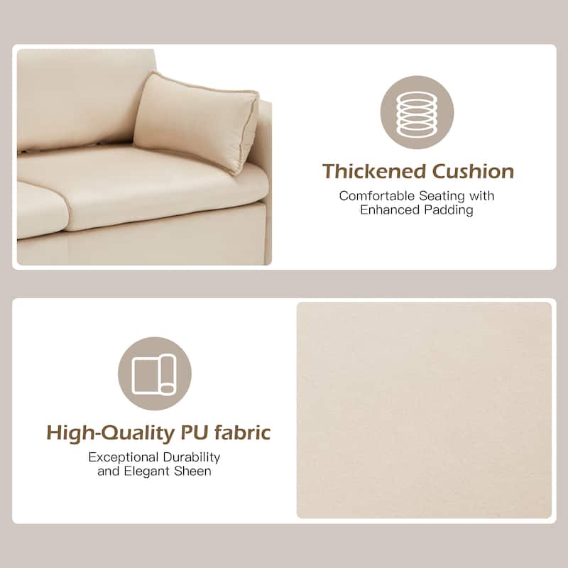 Modern double sofa for small spaces with storage, 2 soft cushions