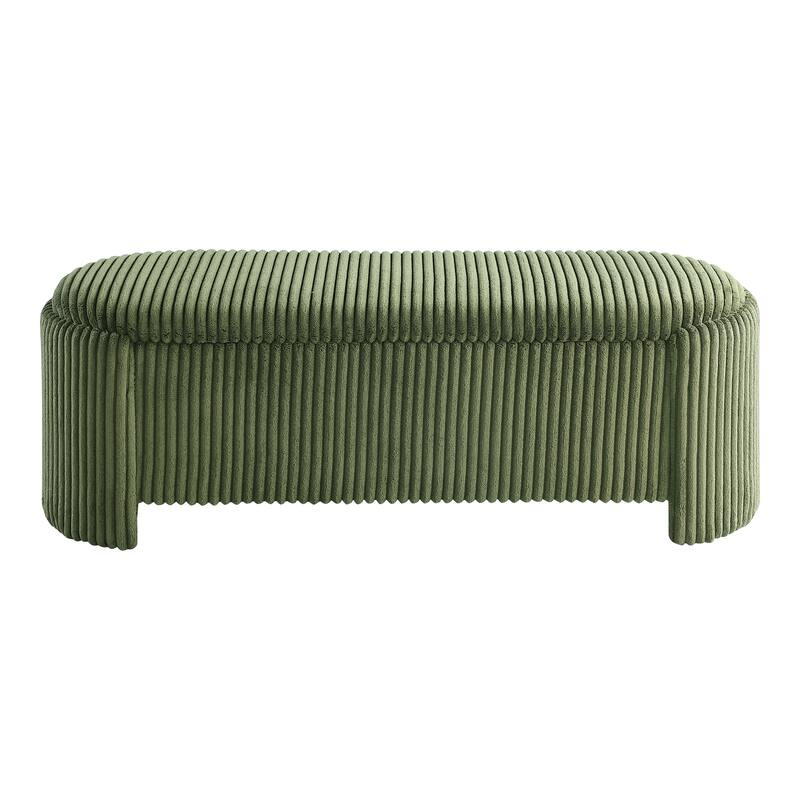 247 Shop At Home Modern Oval Chenille Storage Bench
