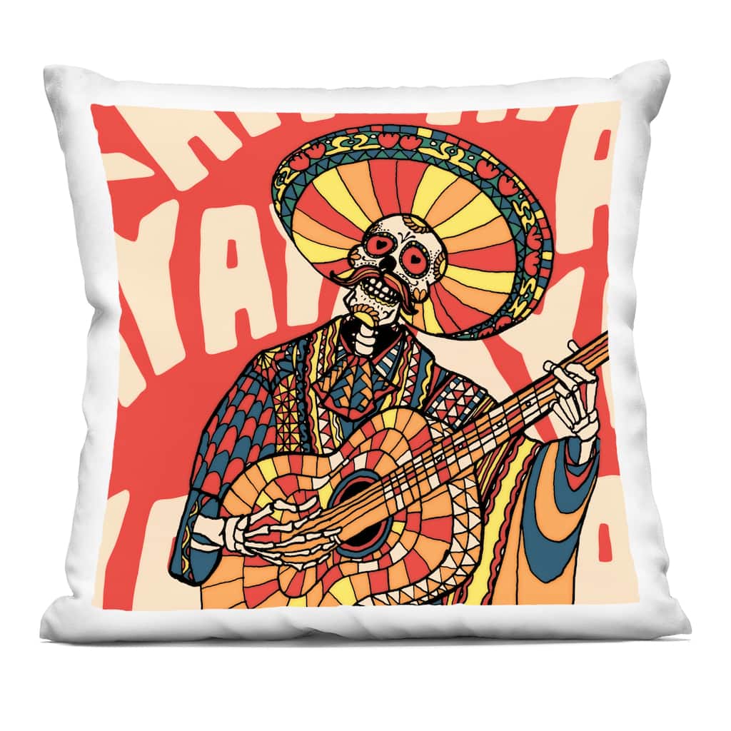 Stupell Day Of Dead Guitarist Skeleton Decorative Printed Throw Pillow Design by Ali Gulec