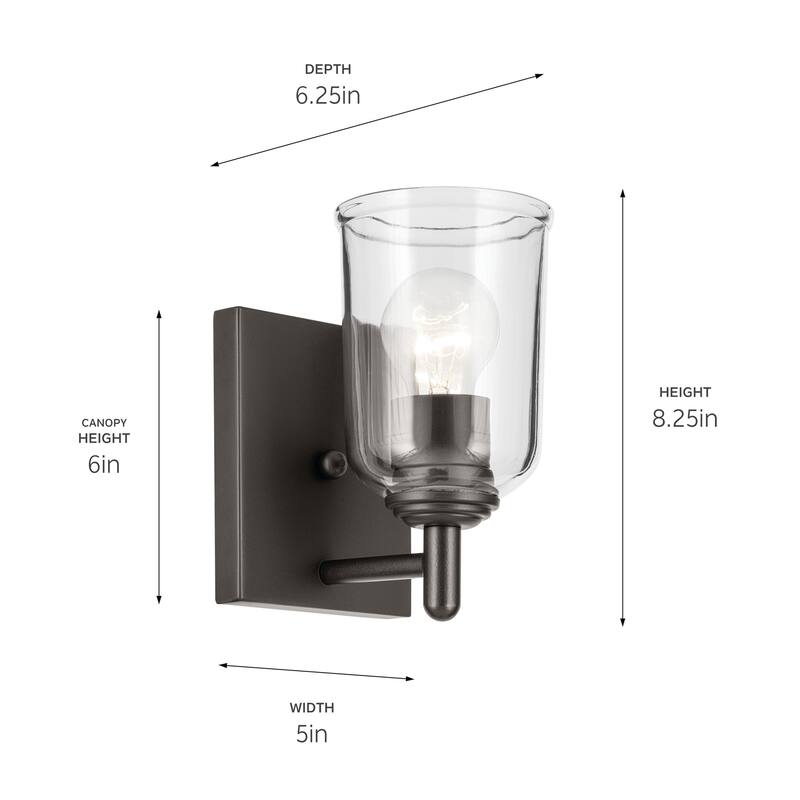 Kichler Lighting Shailene 1-Light Wall Sconce Light with Clear Glass