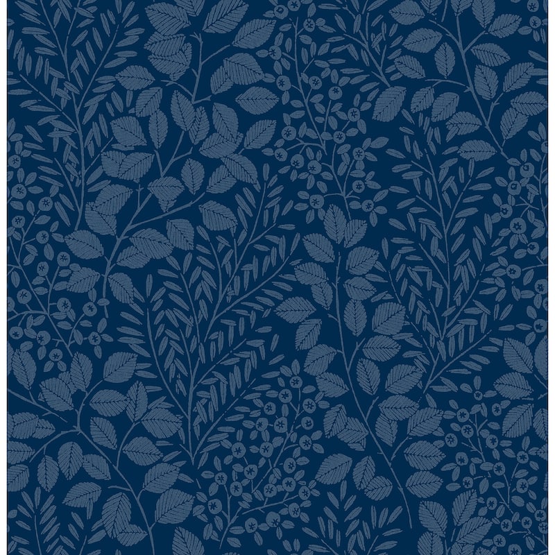 A-Street Prints Elin Blue Berry Botanical Wallpaper