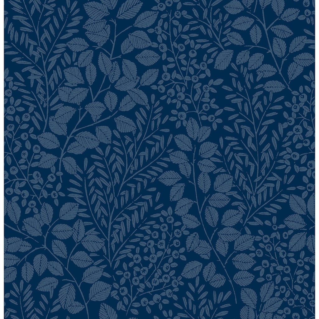A-Street Prints Elin Blue Berry Botanical Wallpaper