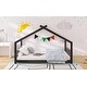 preview thumbnail 30 of 28, Full Size House Bed with Roof, Wooden Frame, Gray