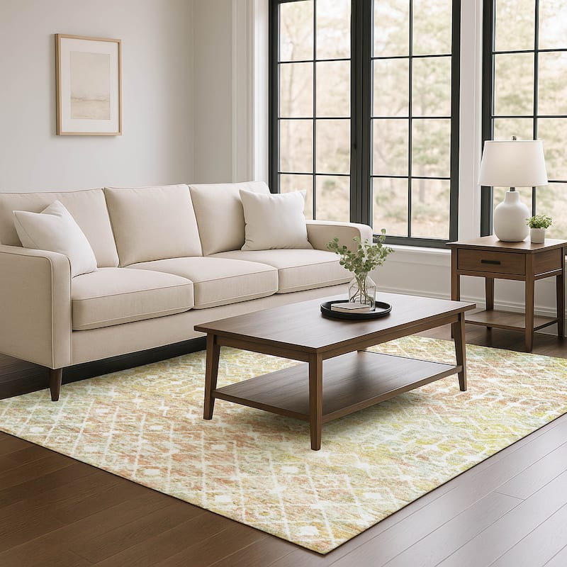 Premium Washable Super Soft Boho Trellis Mayfield Rug - Peach - 8' x 10'