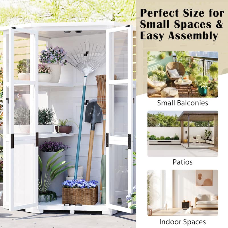 Roomfitters 63" Garden Wood Storage Cabinet with Waterproof Roof and Lockable Door