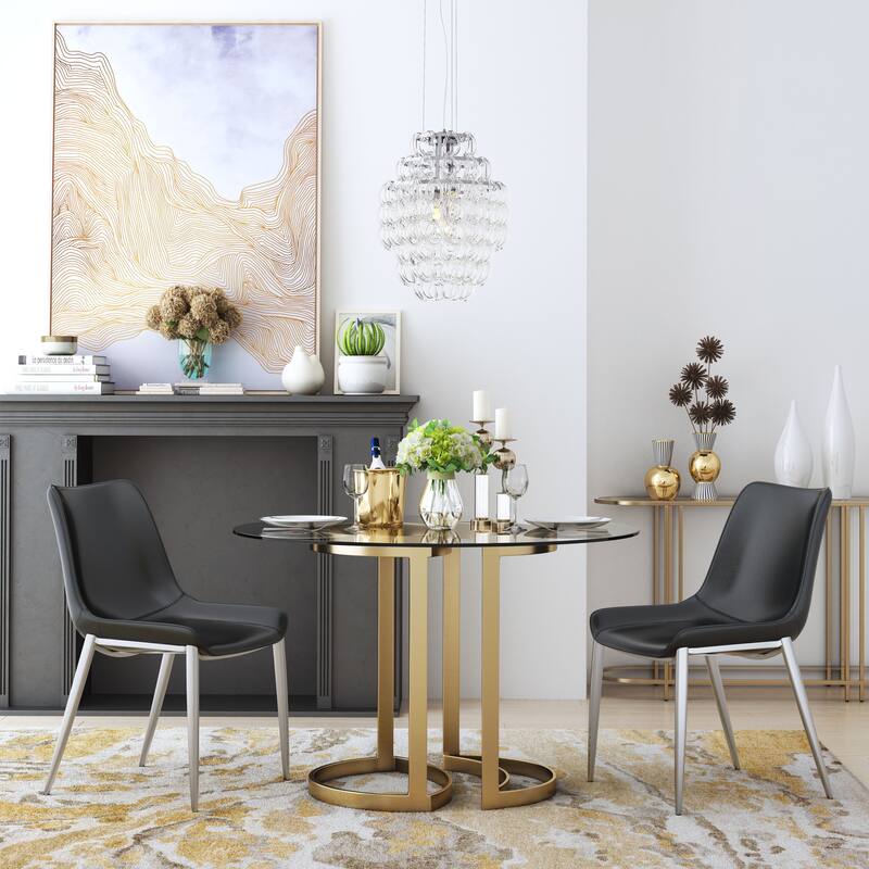 Magnus Dining Chair (Set of 2) - Product (in) : 21.3" W x 23.6" D x 35.4" H - Black, Silver