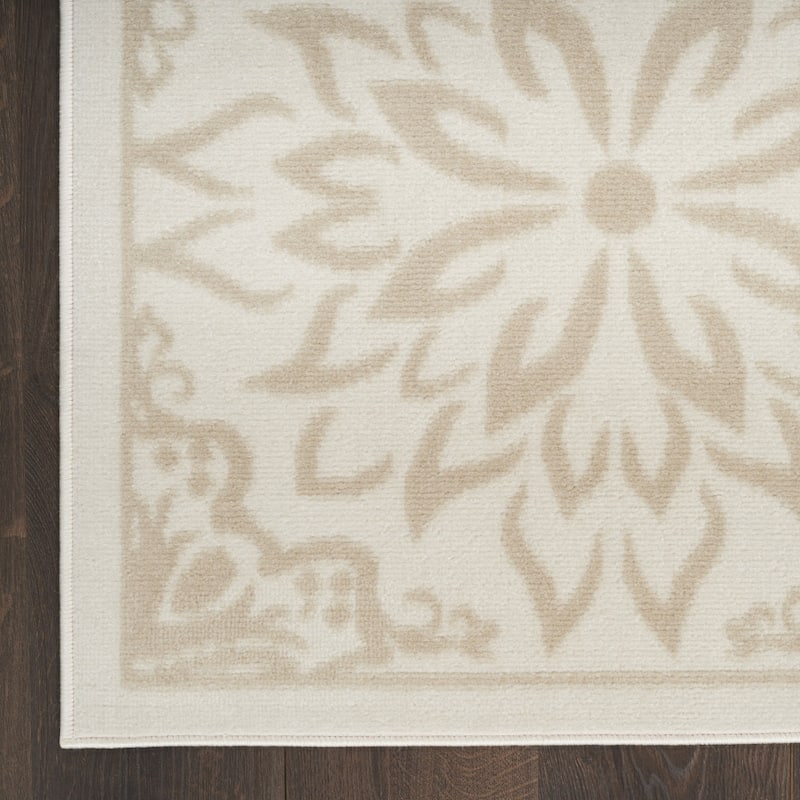Power Loomed Floral Traditional Stain Resistant Area Rug - 60' X '36' X '0.28