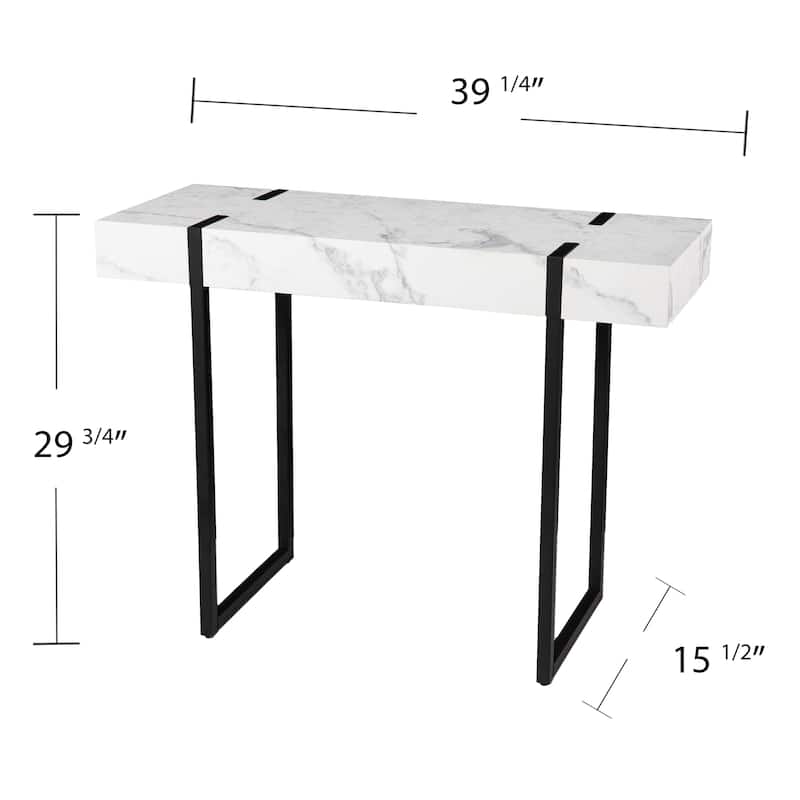 SEI Furniture Kiernan Modern Faux Marble Console Table